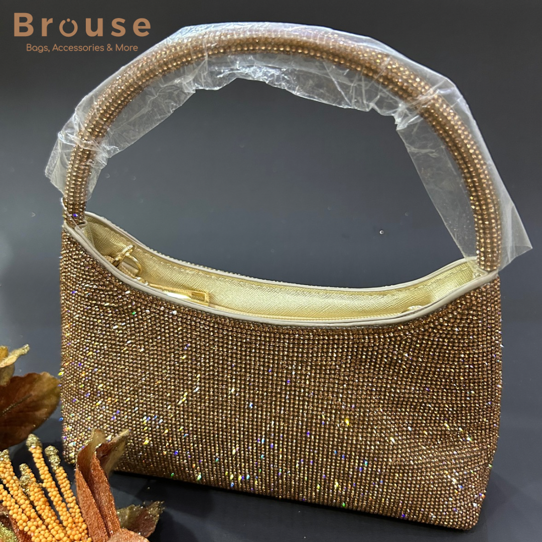 Copper Rhinestone Glam Bag